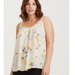 Ivory floral swing cami w/criscross back